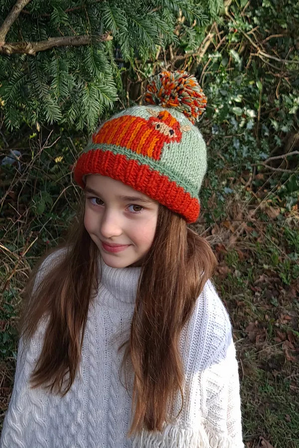 Kids Animal Bobble Hat - Highland Cow