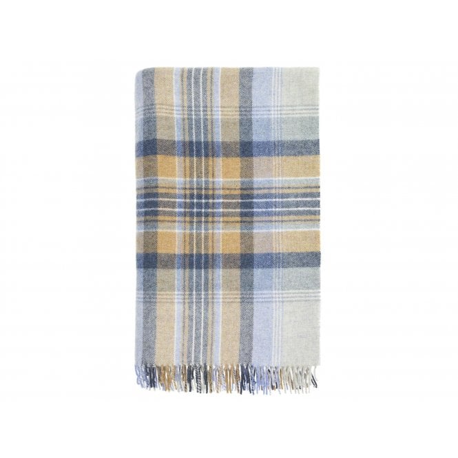 100% Shetland Wool Throw Blanket - Kintyre Blue