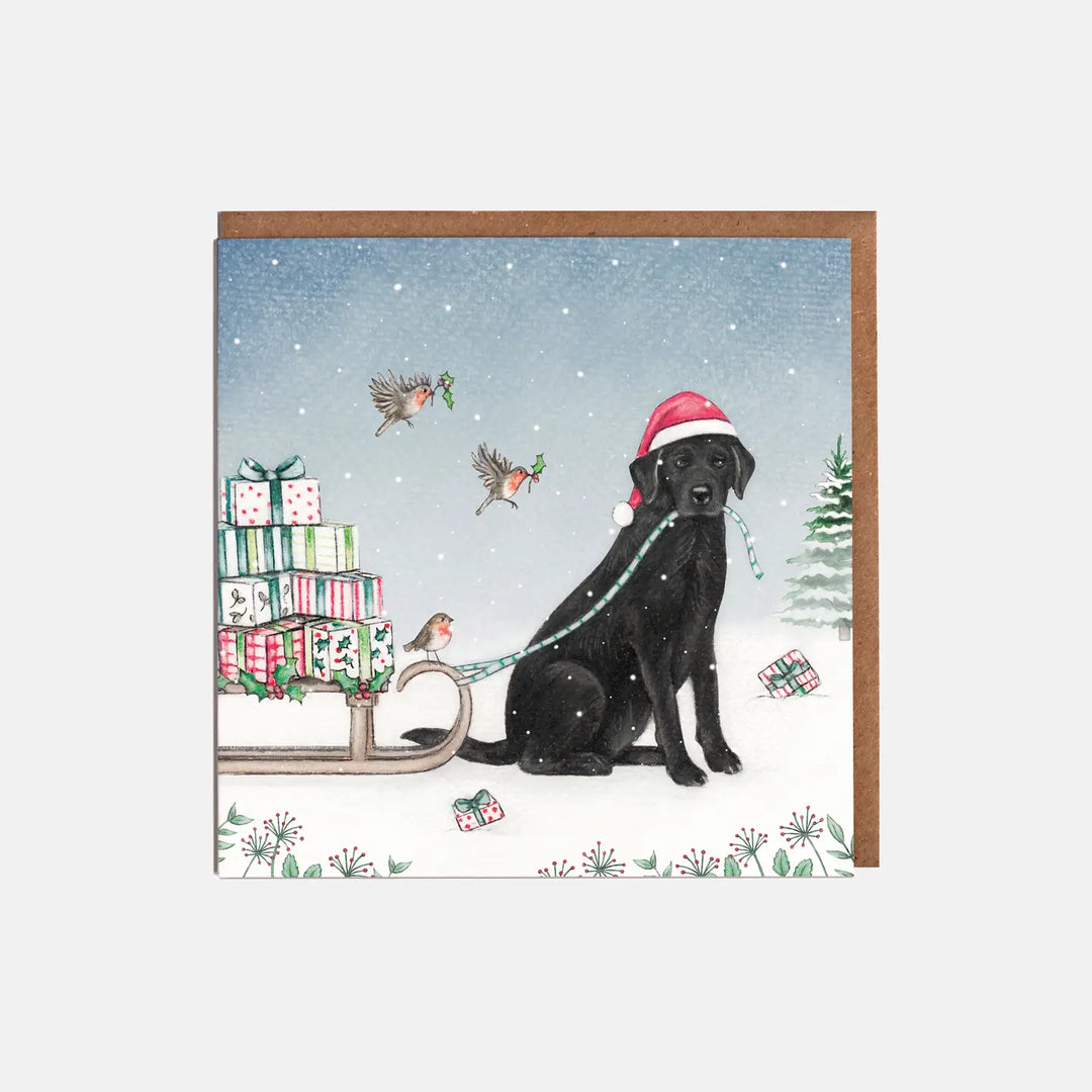 Labrador and Sleigh Christmas Card