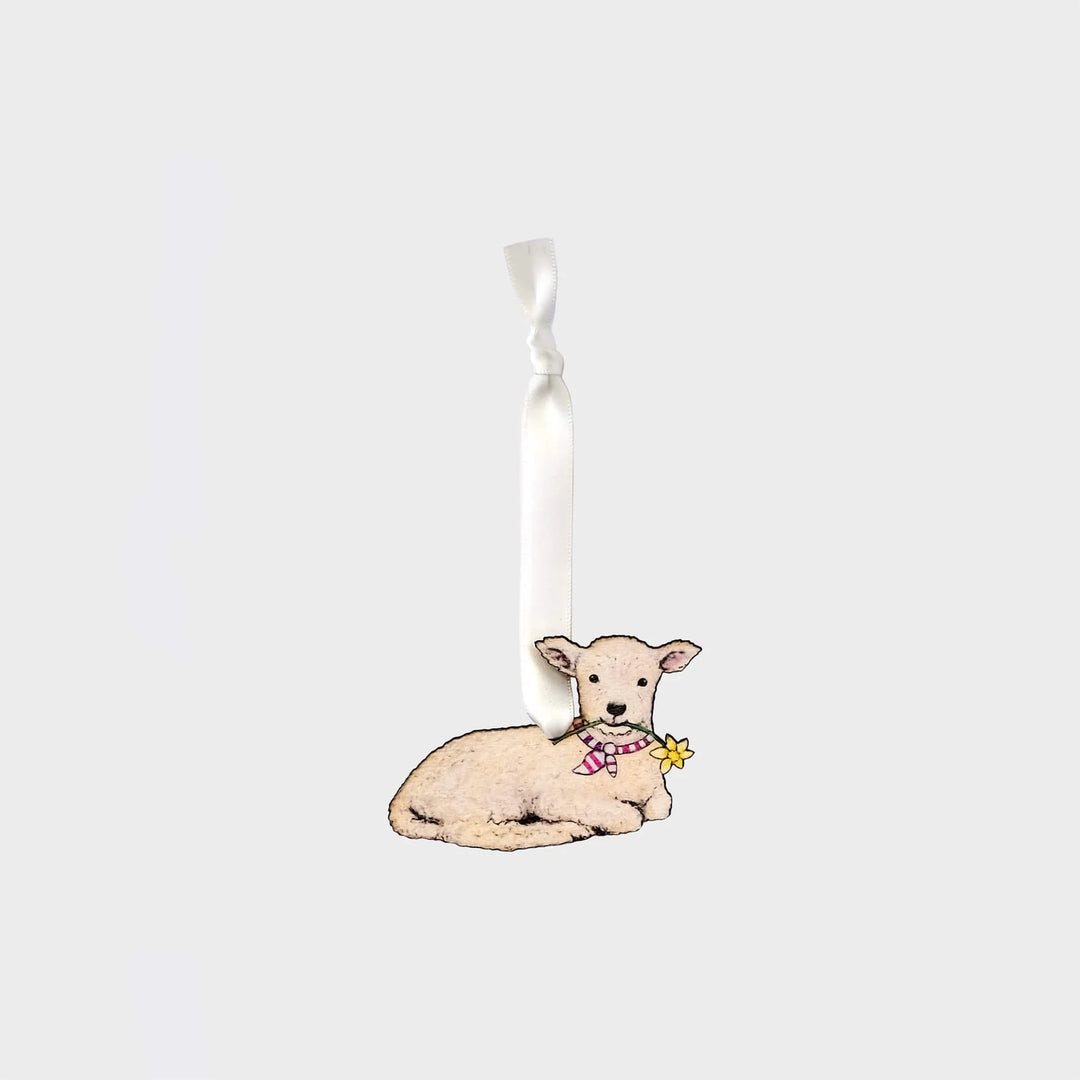 Hanging Easter Lamb Wooden Decoration