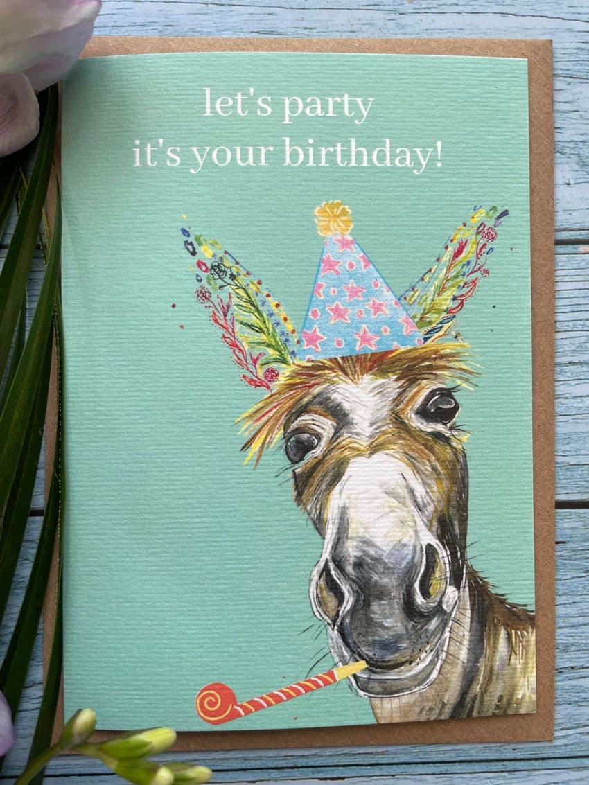 Let's Party Donkey Birthday Eco-card