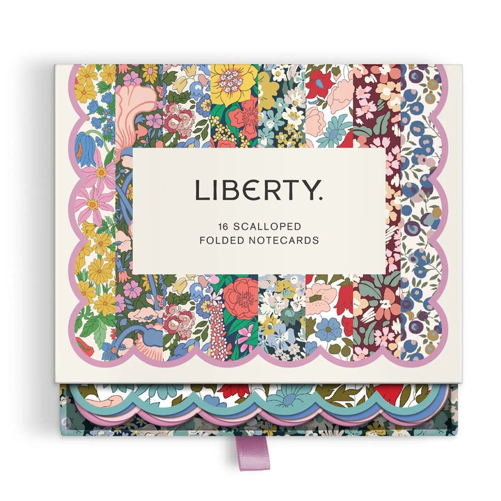 Liberty Scalloped Notecards-  Boxed Set of 16 Folded Notecards