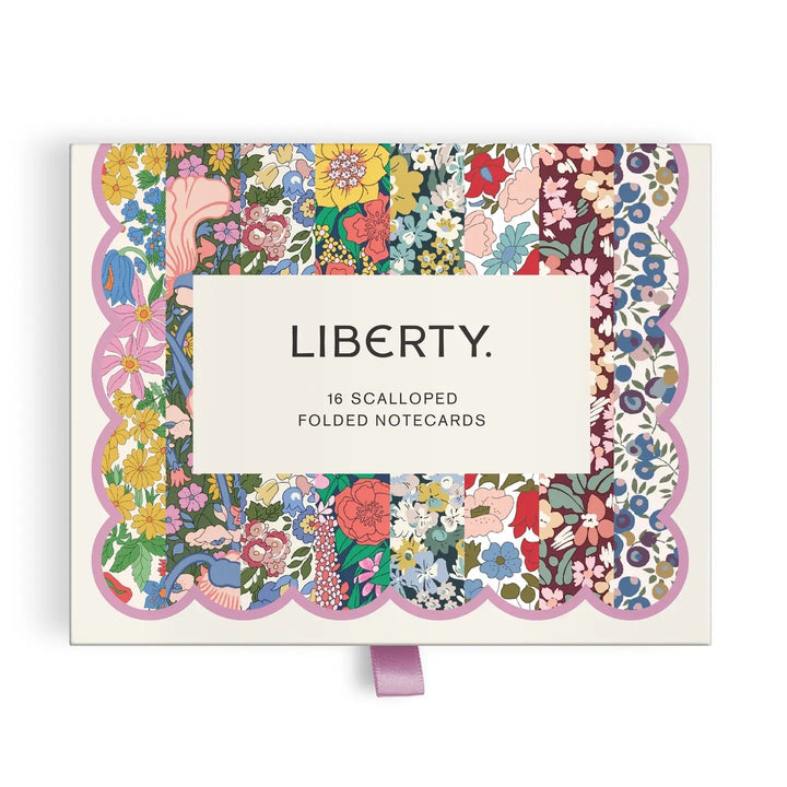 Liberty Scalloped Notecards-  Boxed Set of 16 Folded Notecards