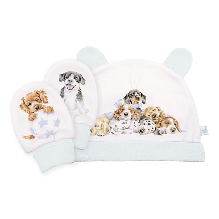 'Little Paws' Dog Baby Hat and Mittens Set