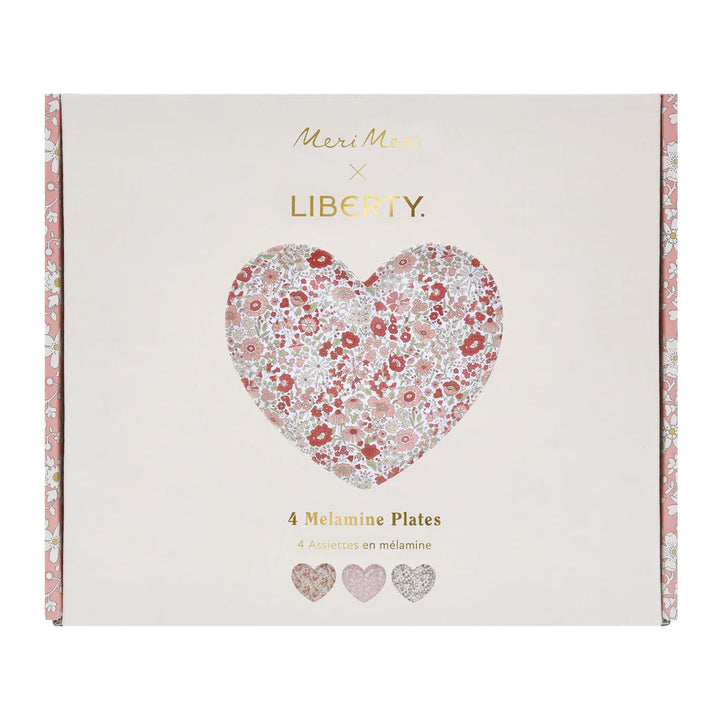 Liberty Mixed Set of 4 Heart Shaped Melamine Side Plates
