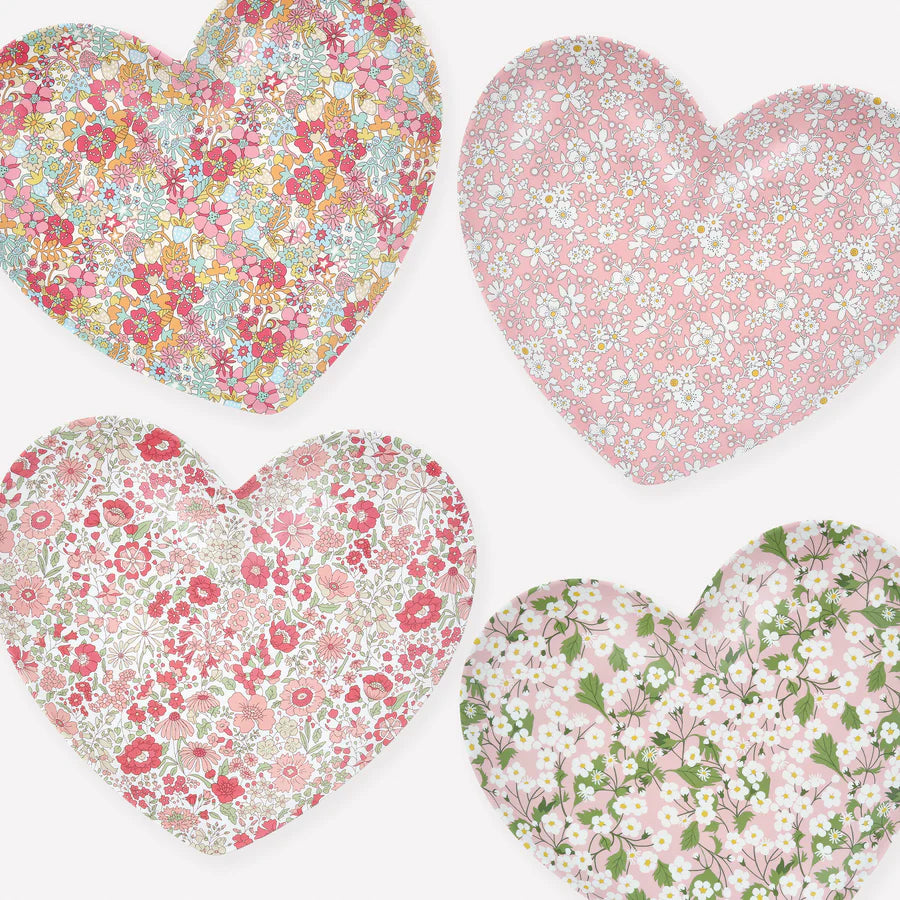 Liberty Mixed Set of 4 Heart Shaped Melamine Side Plates