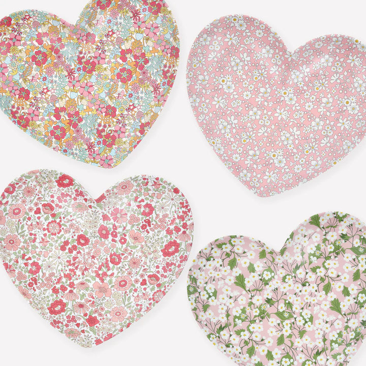 Liberty Mixed Set of 4 Heart Shaped Melamine Side Plates