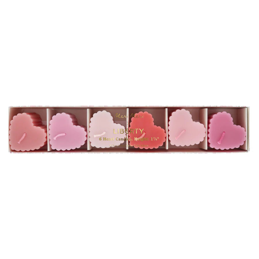 Liberty Scalloped Heart Shaped Candles (Set of 6)