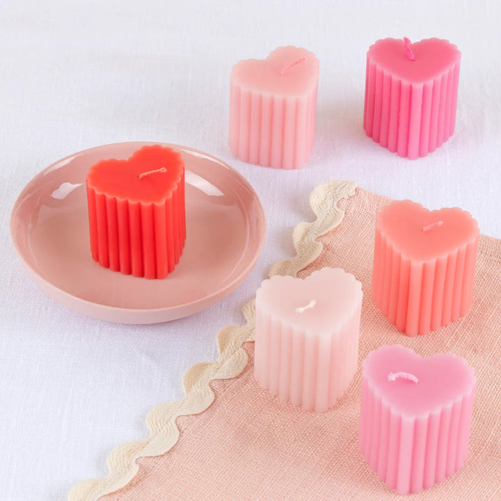 Liberty Scalloped Heart Shaped Candles (Set of 6)