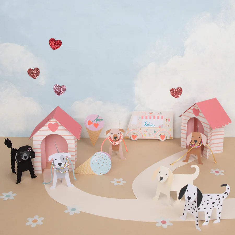 Dog Pop-Up Valentine's Cards with Friendship Bracelets- Set of 12