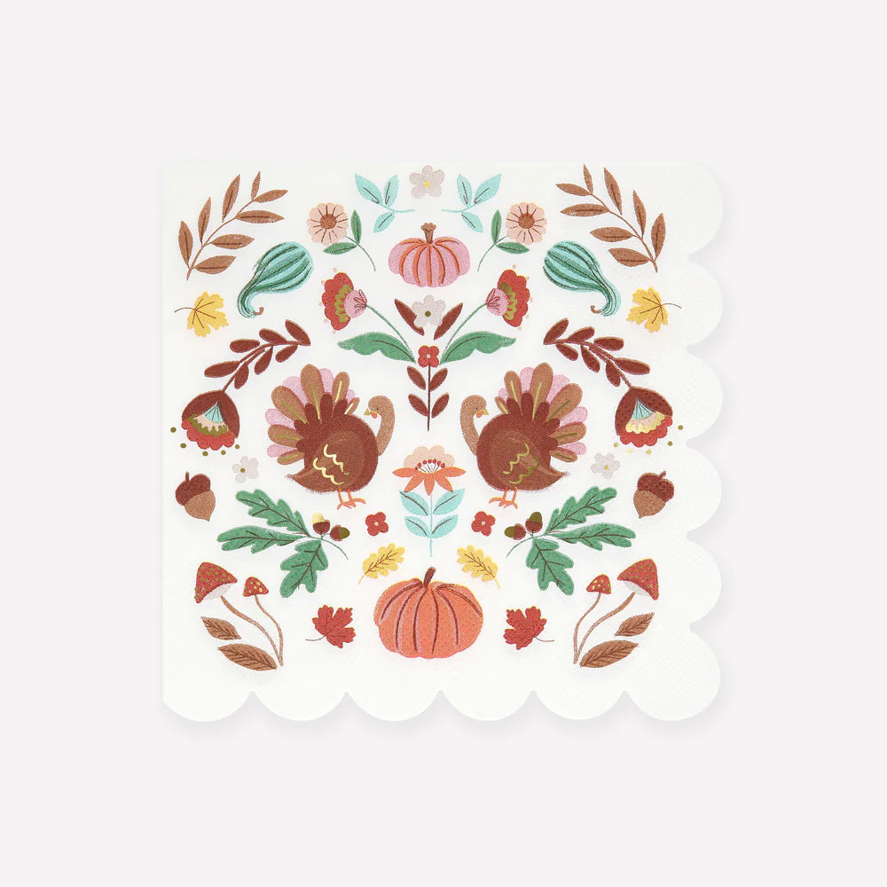 Folk Fall Large Napkins-Set of 16