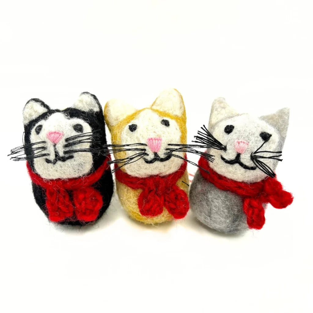 Mini Cat with Scarf Felt Decoration