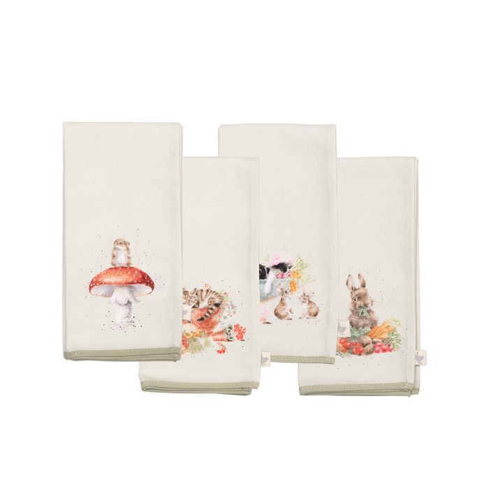 'Garden Friends' Everyday Cloth Napkins- Set of Four
