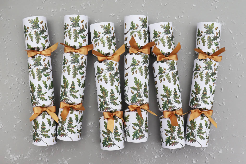 Oak Leaves & Acorns Luxury Christmas Crackers Box of 6