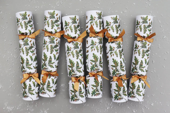 Oak Leaves & Acorns Luxury Christmas Crackers Box of 6
