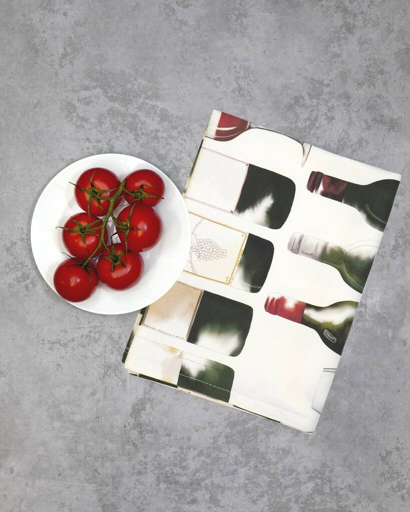 Red Wine Tea Towel by Corinne Alexander
