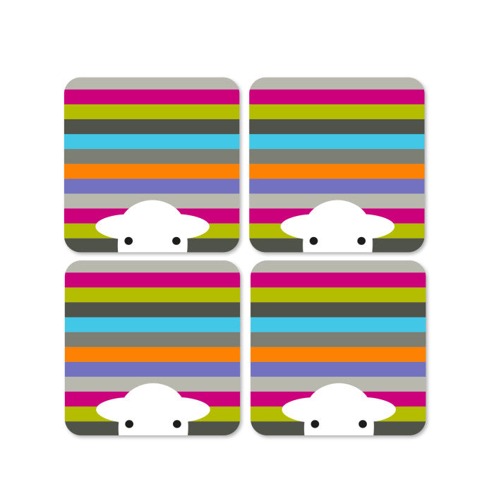 Herdy Melamine Peep Set of 4 Coasters- Boxed