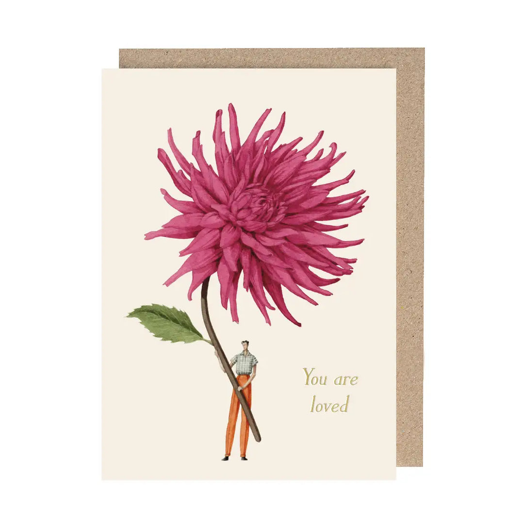 Pink Dahlia (You are loved) Greetings Card