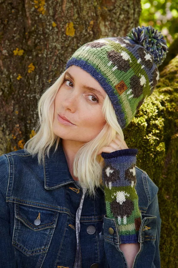 Flock of Grey Herdwick Sheep Bobble Beanie