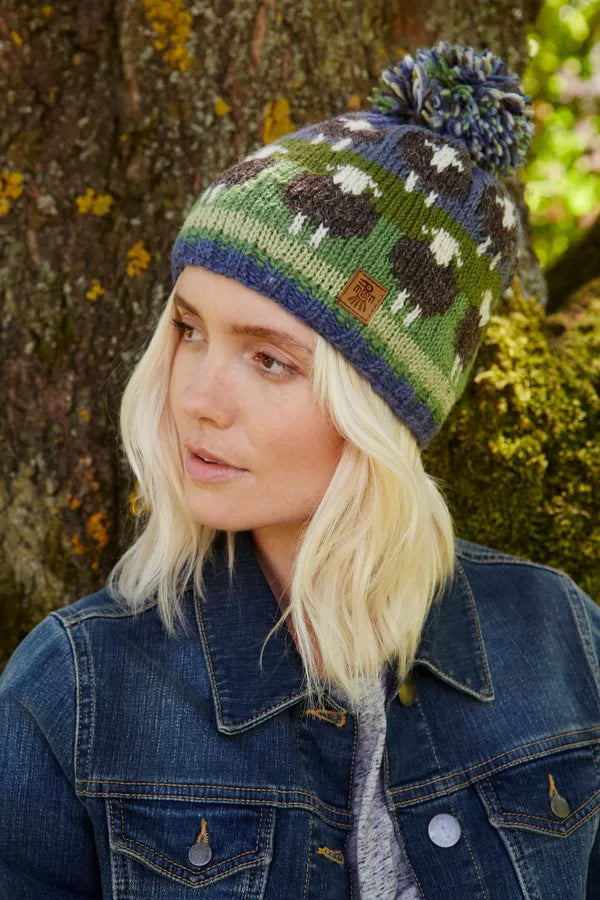 Flock of Grey Herdwick Sheep Bobble Beanie