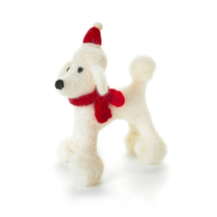 Poodle with Hat & Scarf Felt Decoration