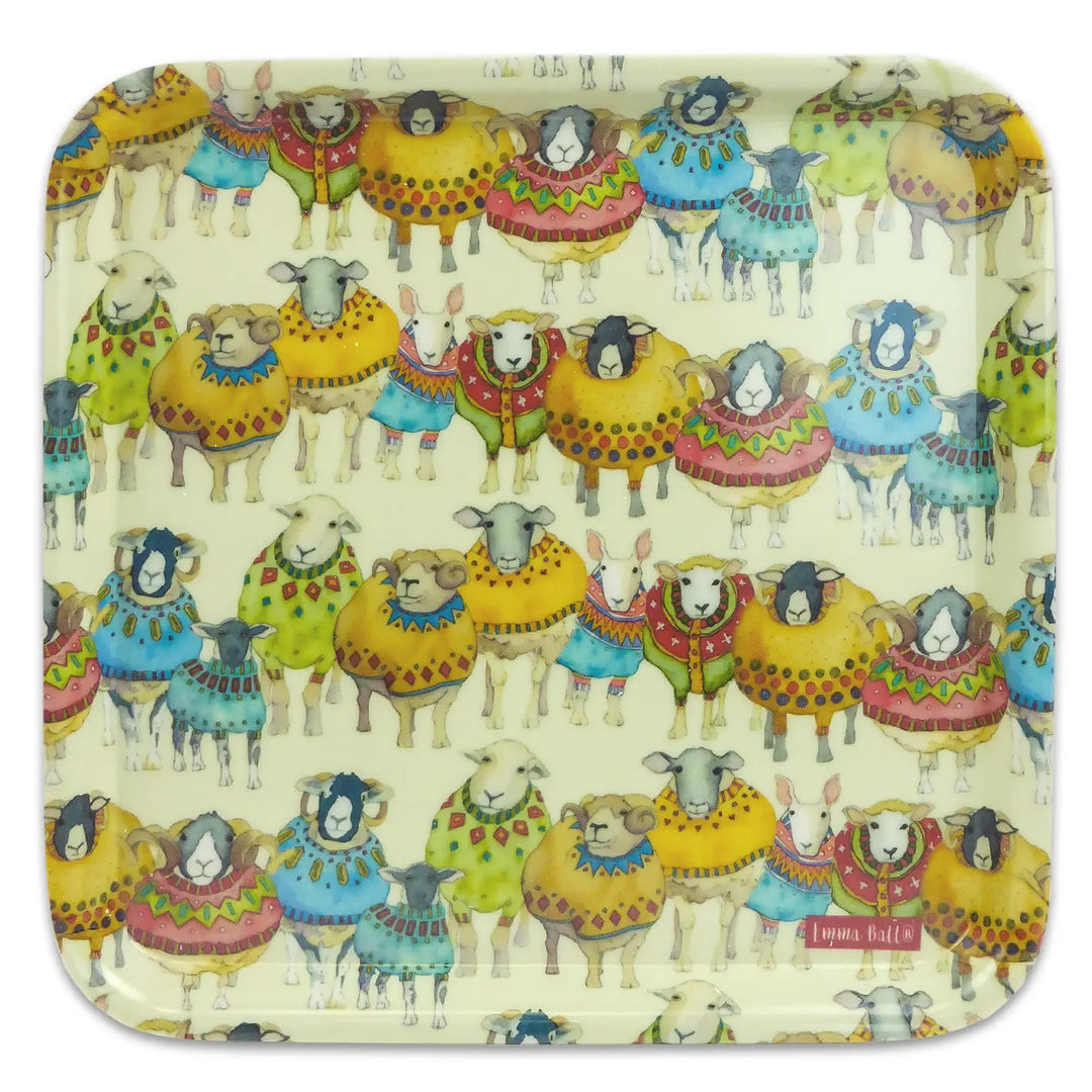 Sheep in Sweaters Melamine Square Tray
