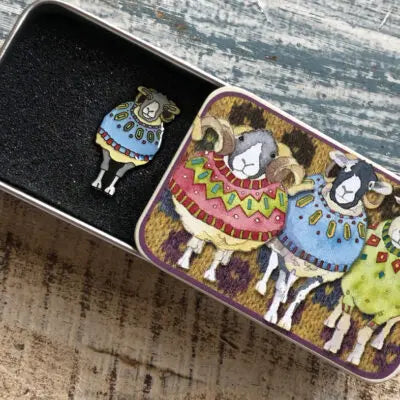 Sheep in Sweaters Enamel Pin in a Tin