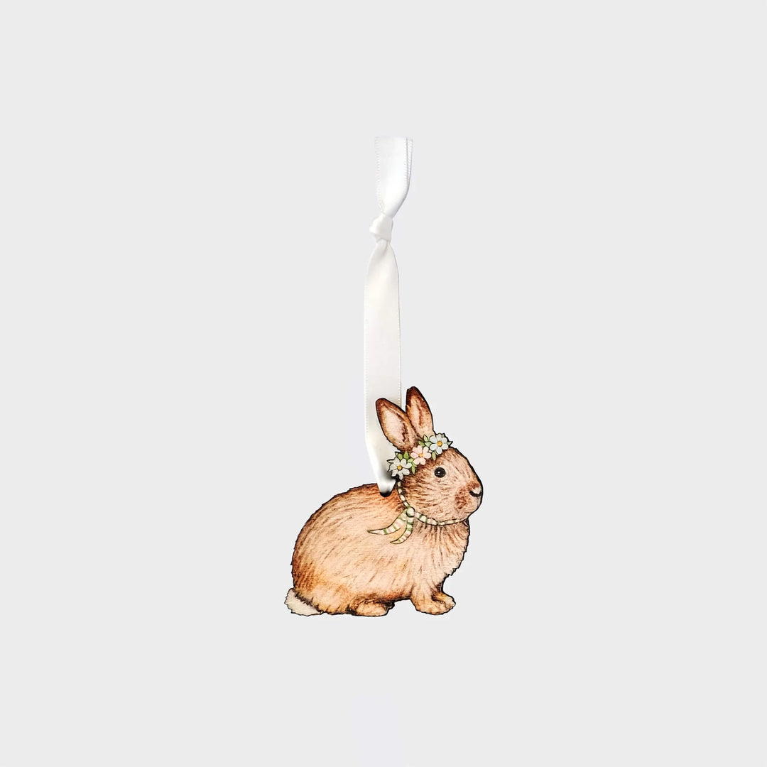 Hanging Easter Bunny Wooden Decoration