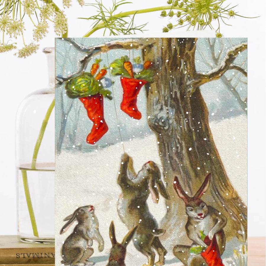 Rabbit Stockings Christmas Card