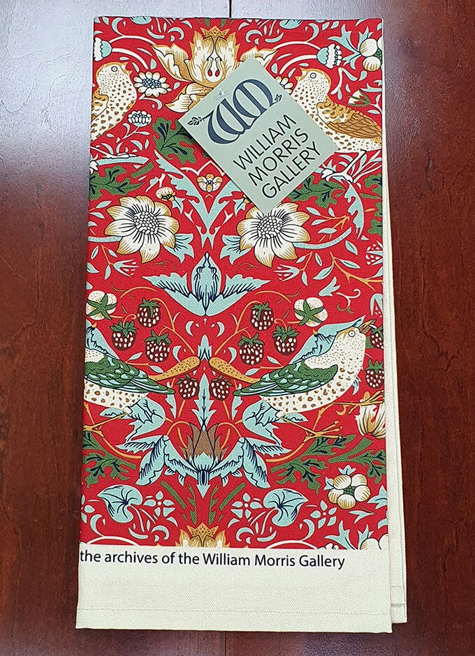 Strawberry Thief Red Cotton Tea Towel