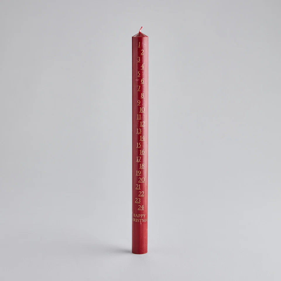 Christmas Red Advent Candle  7/8" x 12"