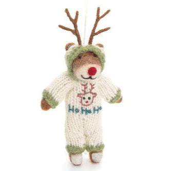 Reindeer In A Knitted Onesie Felt Decoration
