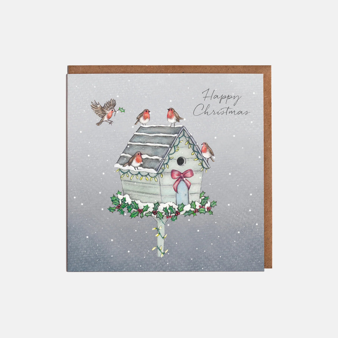 Robin Bird House Christmas Card