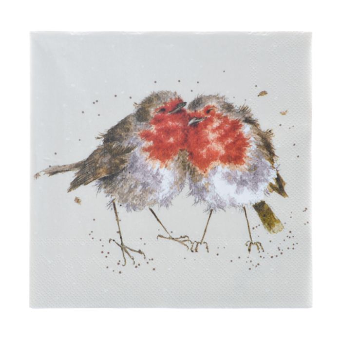 'Snuggled Together' Robins Paper Cocktail Napkins