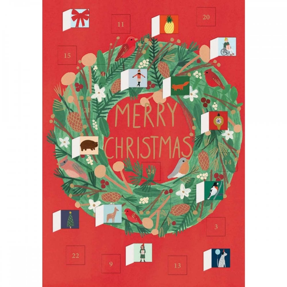 Animal Wreath Advent Calendar Card