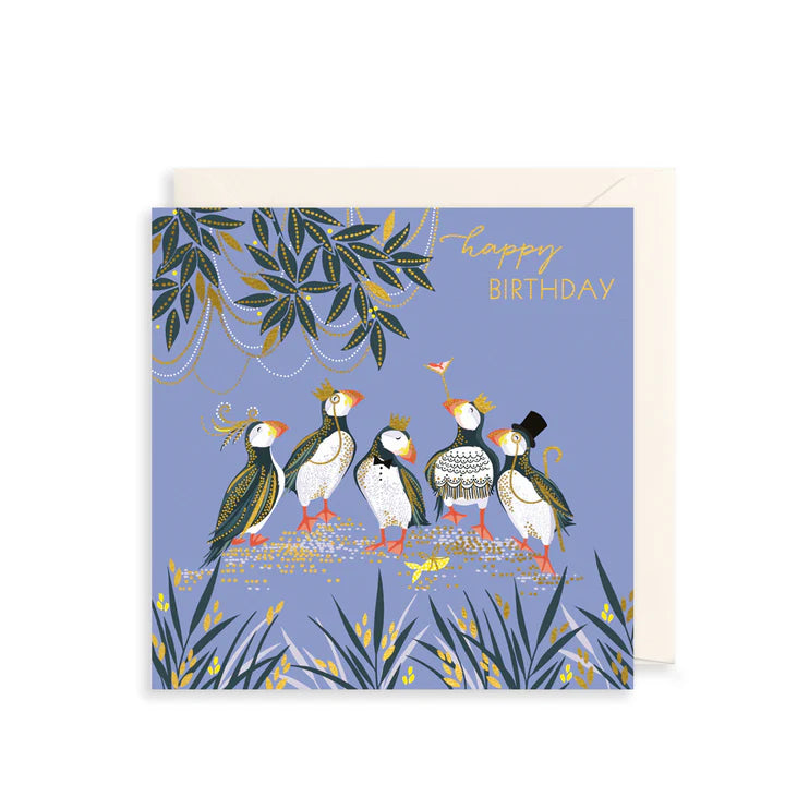 Pufffins in Crowns Greeting Card