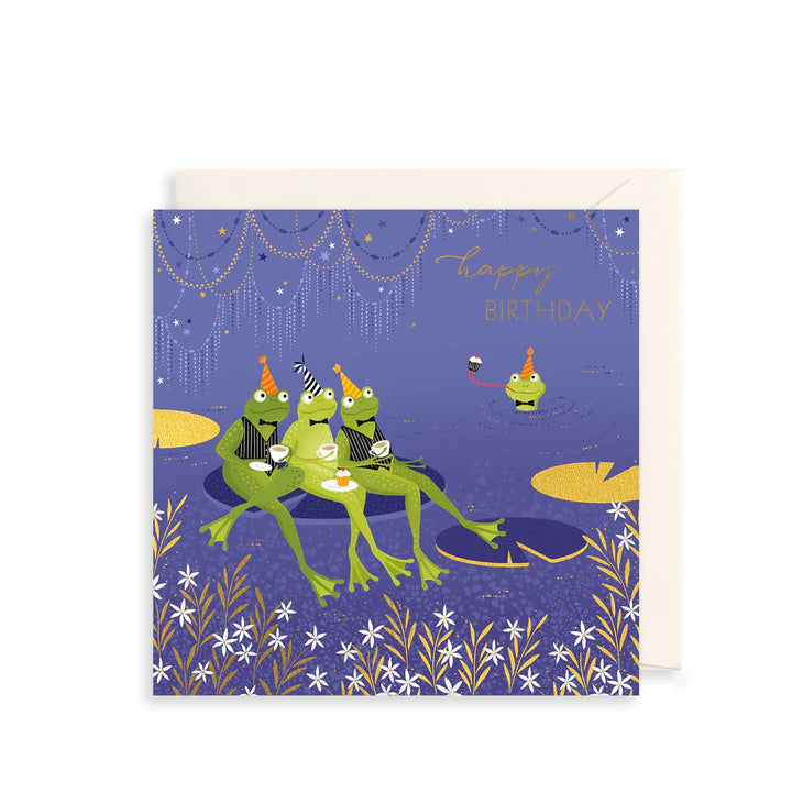 Party Frogs Greeting Card by Sara Miller
