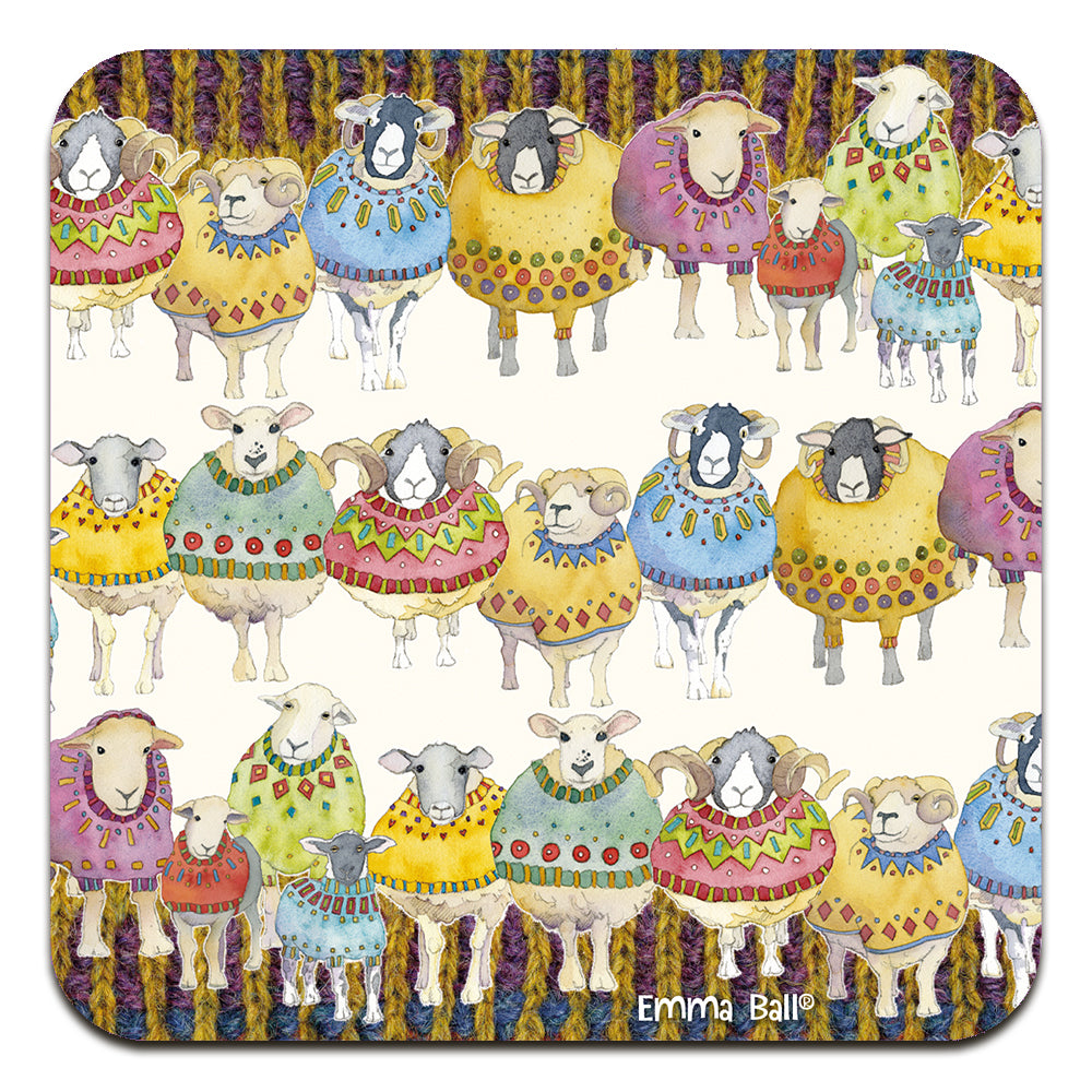 Sheep in Sweaters Repeat Coaster