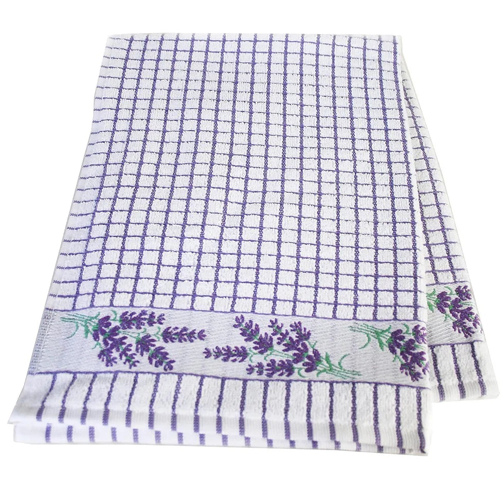 Lavender Sprig Jacquard Weave Tea Towel