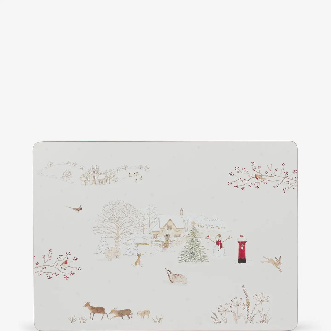 Snowy Village Extra Large Cork Placemats- Set of 2
