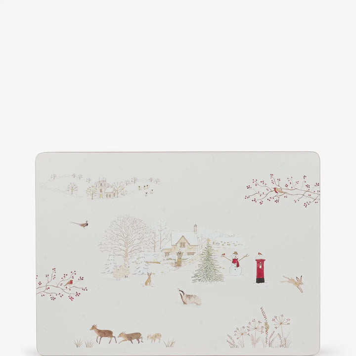 Snowy Village Extra Large Cork Placemats- Set of 2