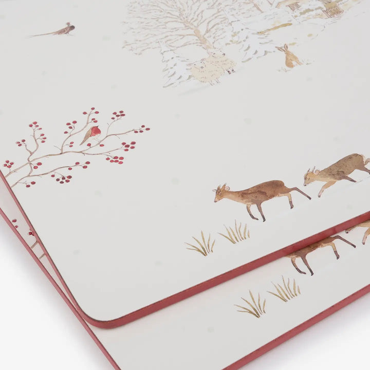 Snowy Village Extra Large Cork Placemats- Set of 2
