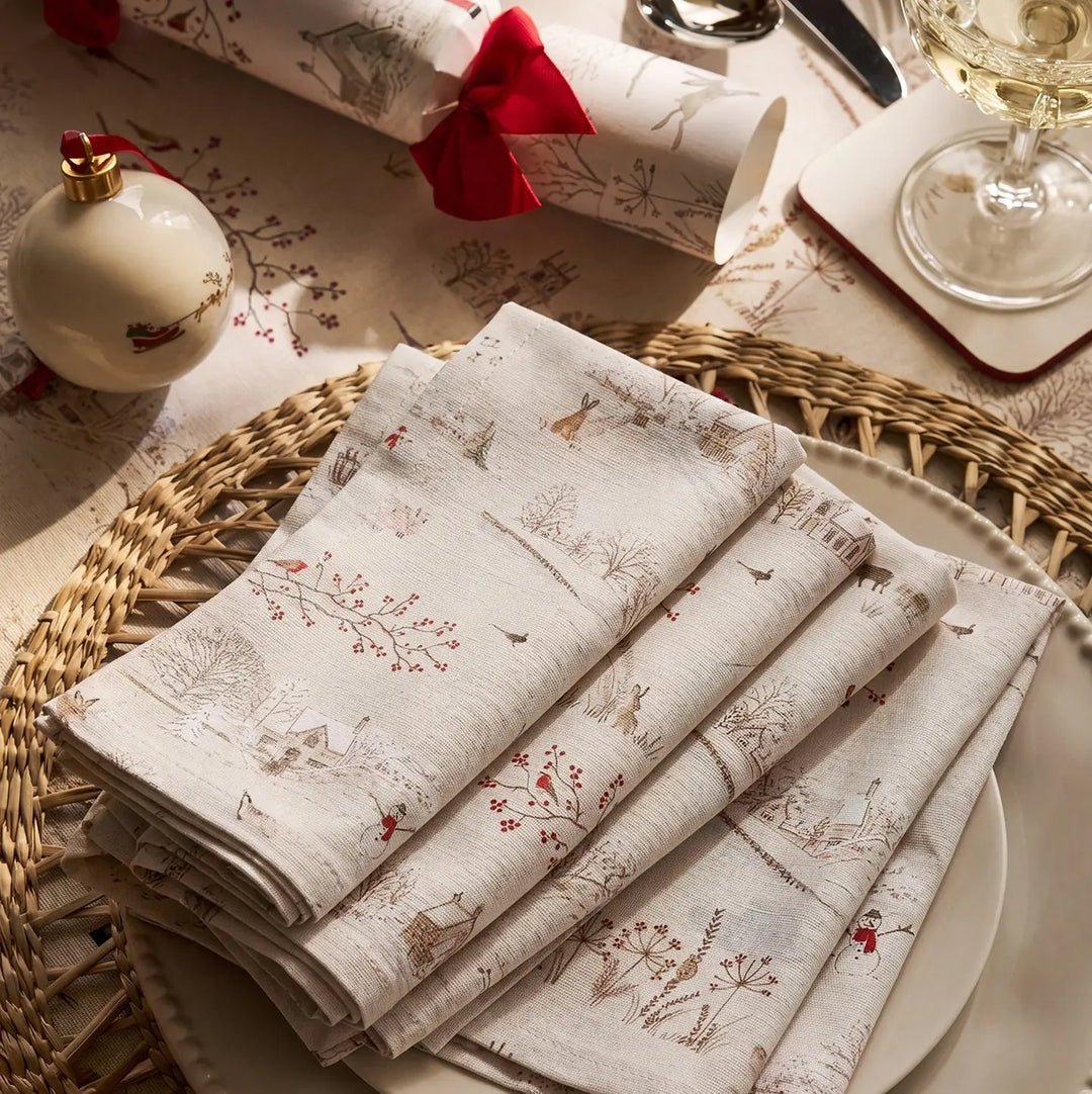 Snowy Village Napkins - Set of 4