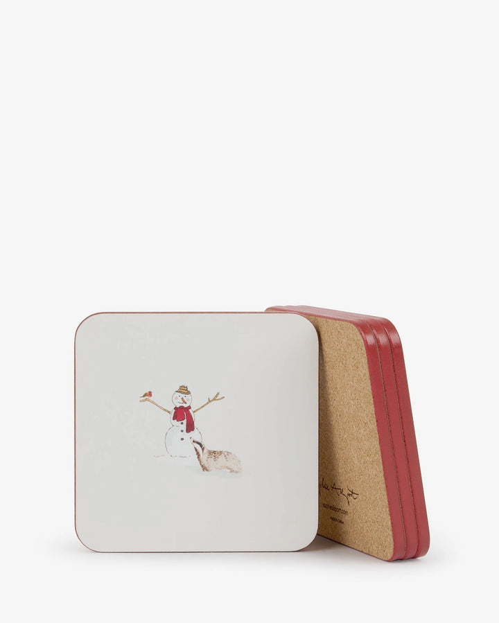 Snowy Village Square Coasters- Set of 4