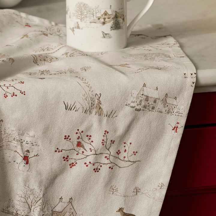 Snowy Village Tea Towel