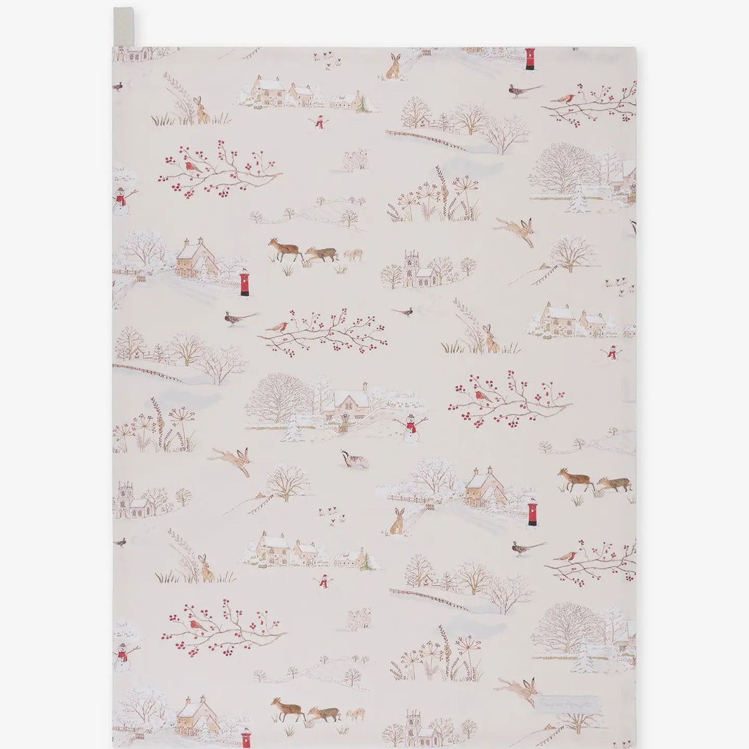 Snowy Village Tea Towel