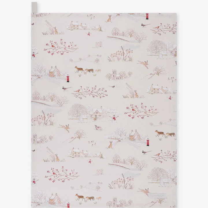 Snowy Village Tea Towel