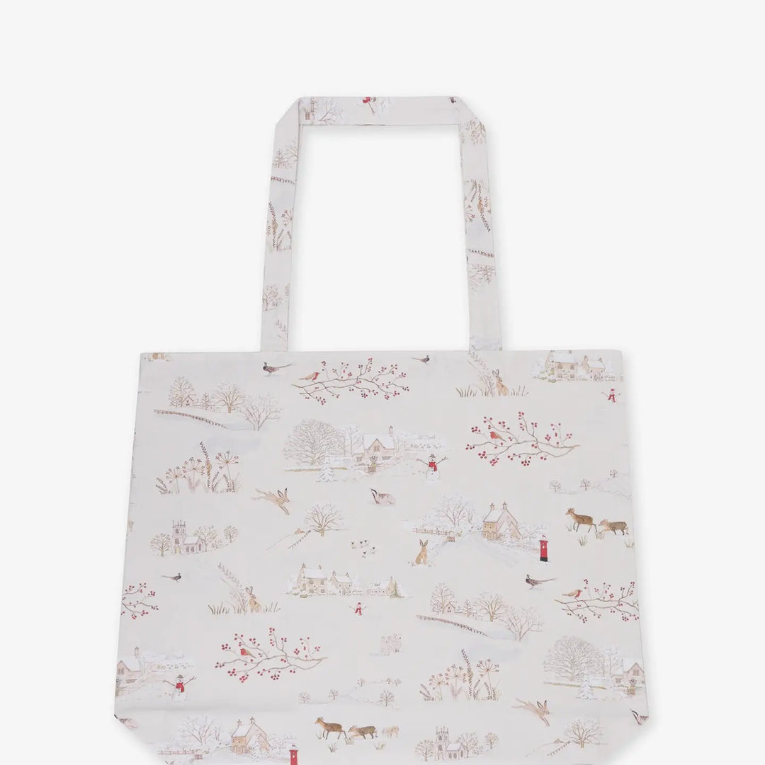 Snowy Village Cotton Tote Bag