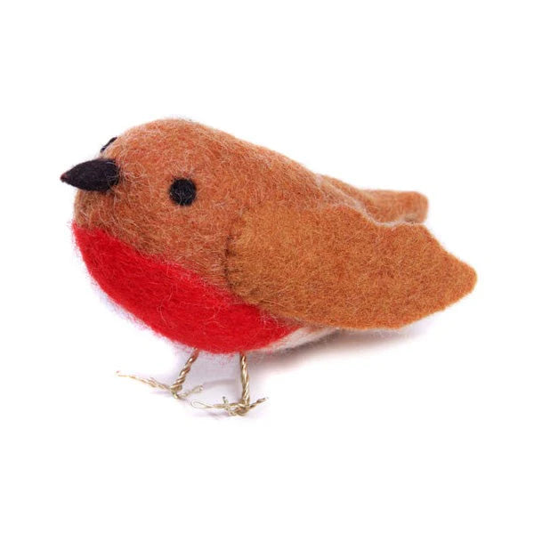 Standing Robin with Wire Feet Felt Decoration