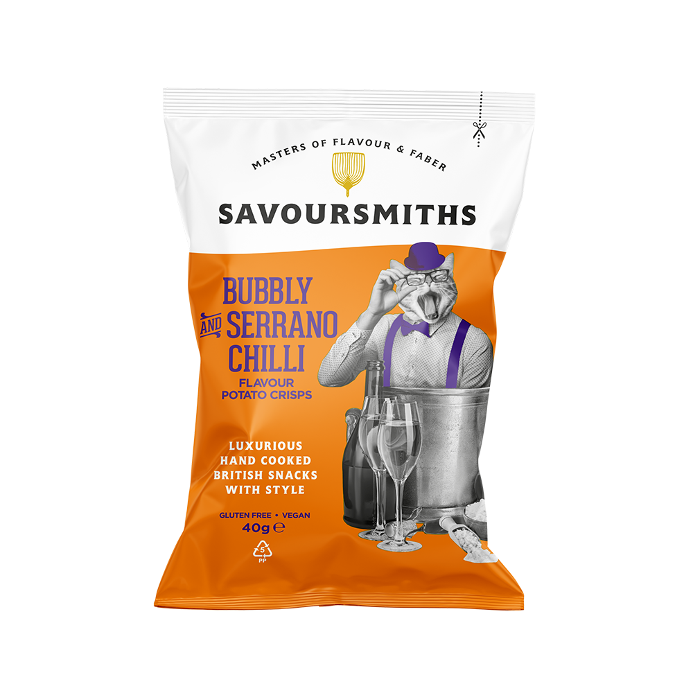 Savoursmith's Bubbly and Serrano Chilli Potato Crisps (Single Serving Bag)